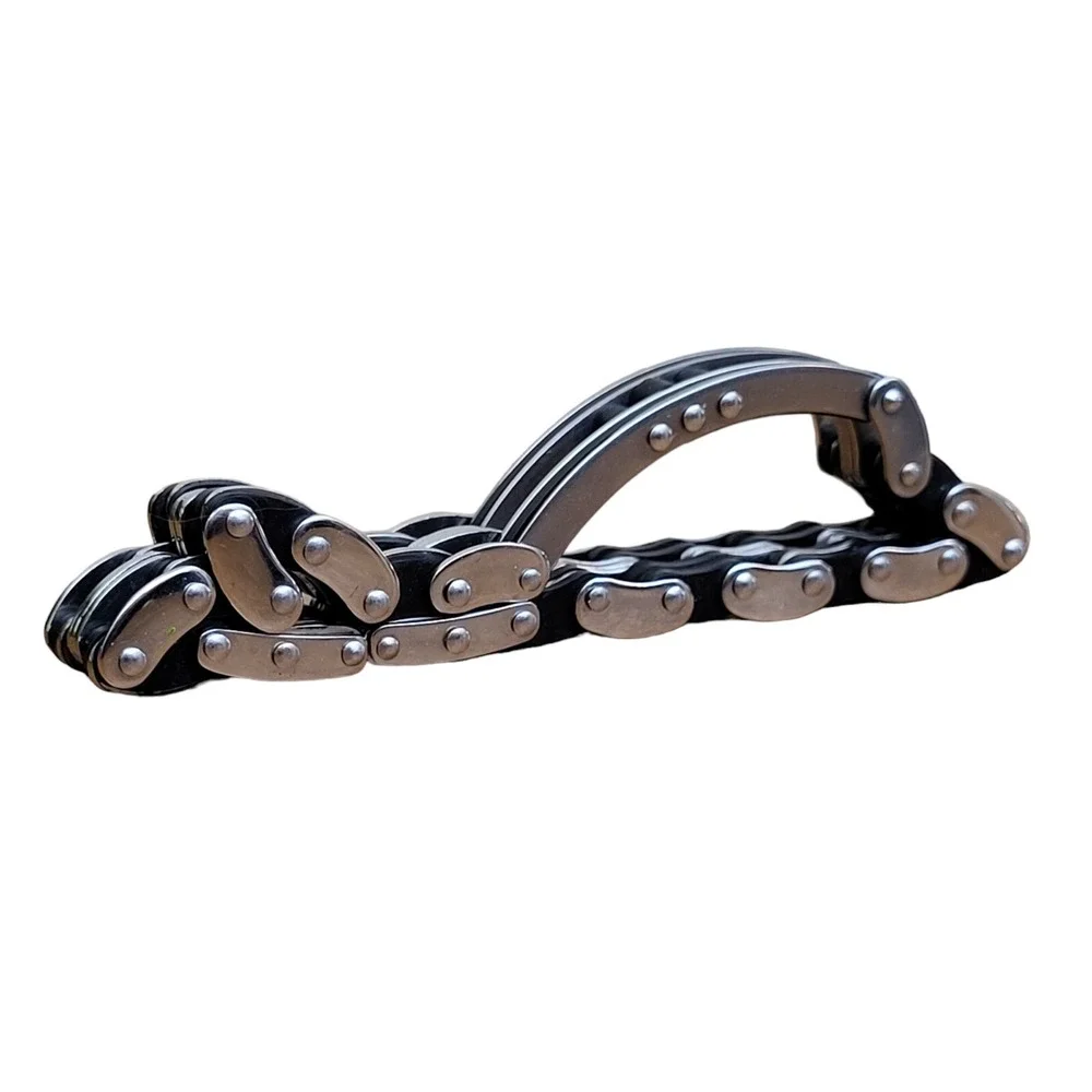 Men's Silver Stainless Steel Motorcycle Bike‎ Chain Link Bracelet Black Accents